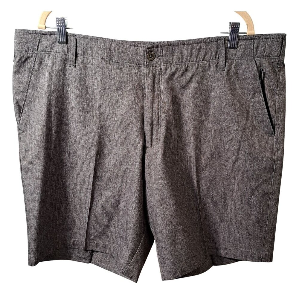 SwissTech‎ Mens 42 Shorts Flat Front Gray Poly Elastic Waistband Pockets Stretch